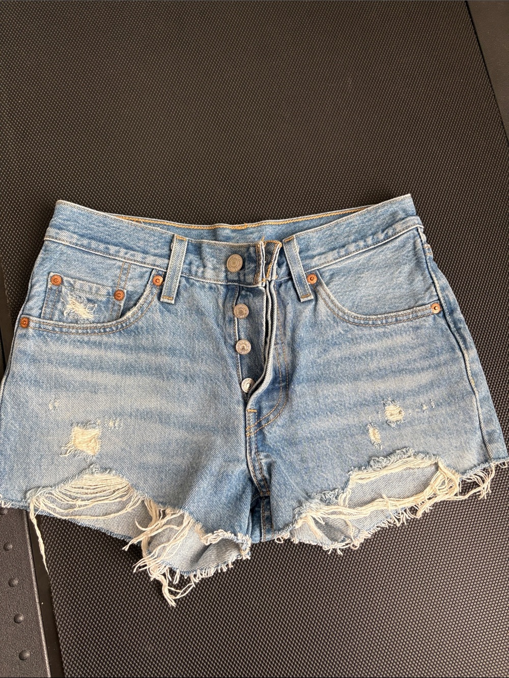 Levi's Light Blue Distressed Cutoff Jean Shorts